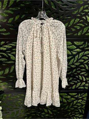 GiGio USA Cream Floral Tie-Neck Mini Dress, Women's Med - Large